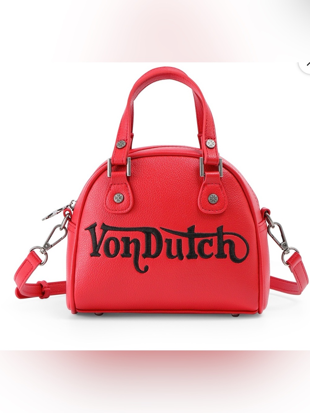 Von Dutch Red Gothic Cross Bowling Bag Crossbody Purse VDBB-1030 NWT